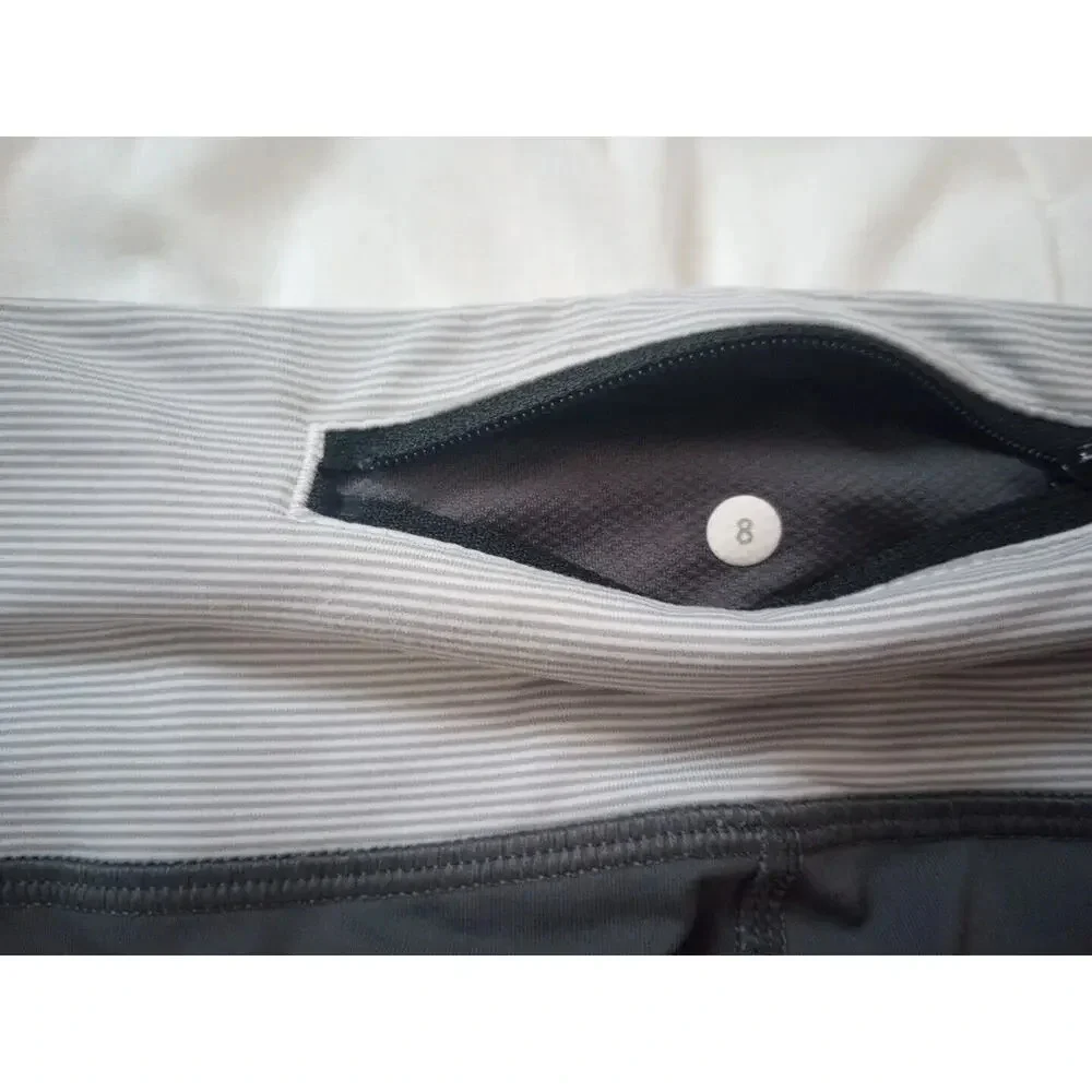 Lululemon Race With Grace Crop Soot Light Wee Stripe Sz 8 MSRP $88‎ W6A82S